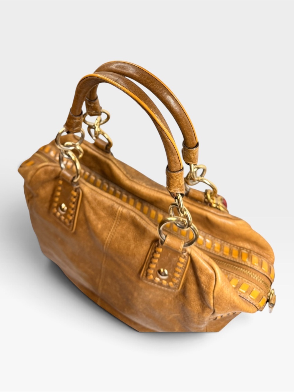 ๐ป Vintage Coach Whipstitch Turnlock Kisslock Slouchy Satchel โ RARE - Picture 9 of 15